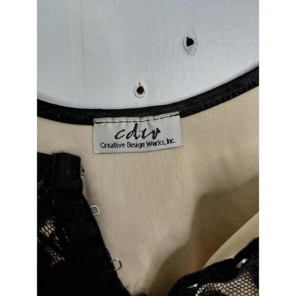 Vintage Top Womens Large Floral Mesh Lace Overlay Y2K Sexy Retro CDW USA Made - Picture 4 of 7